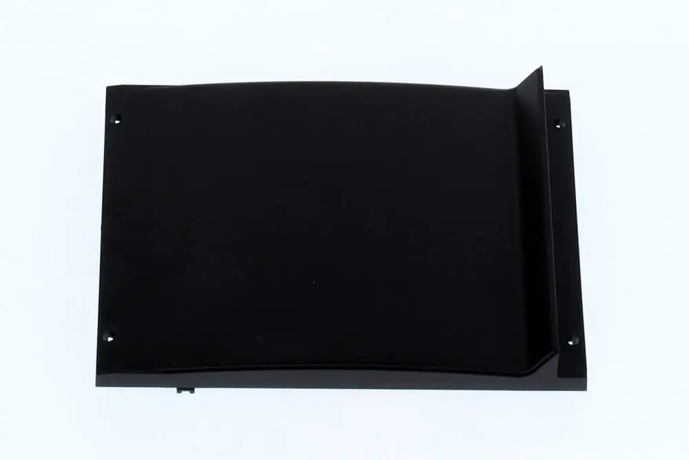 Schwarze Frontplatte von Bosch, flach und ohne Öffnung, mit Montagebohrungen an den Seiten. Ideal für die Abdeckung von ungenutzten Geräten.